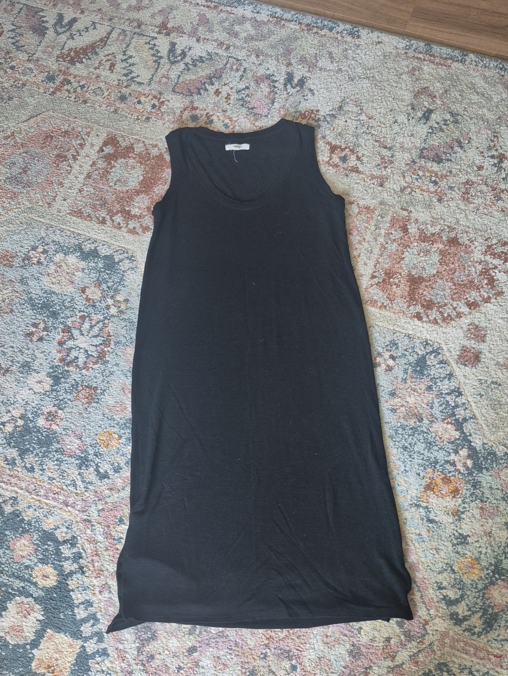 Madewell Black Sleeveless Scoop-Neck Midi Tank Dress